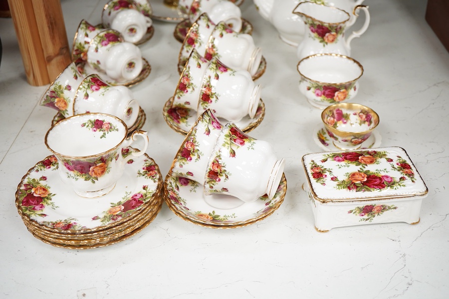 A Royal Albert Old Country roses part tea and coffee set to include trios and milk jug